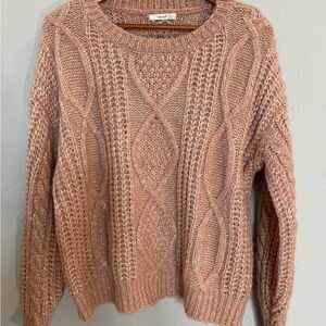 Chunky Pink and Gold Wool Sweater